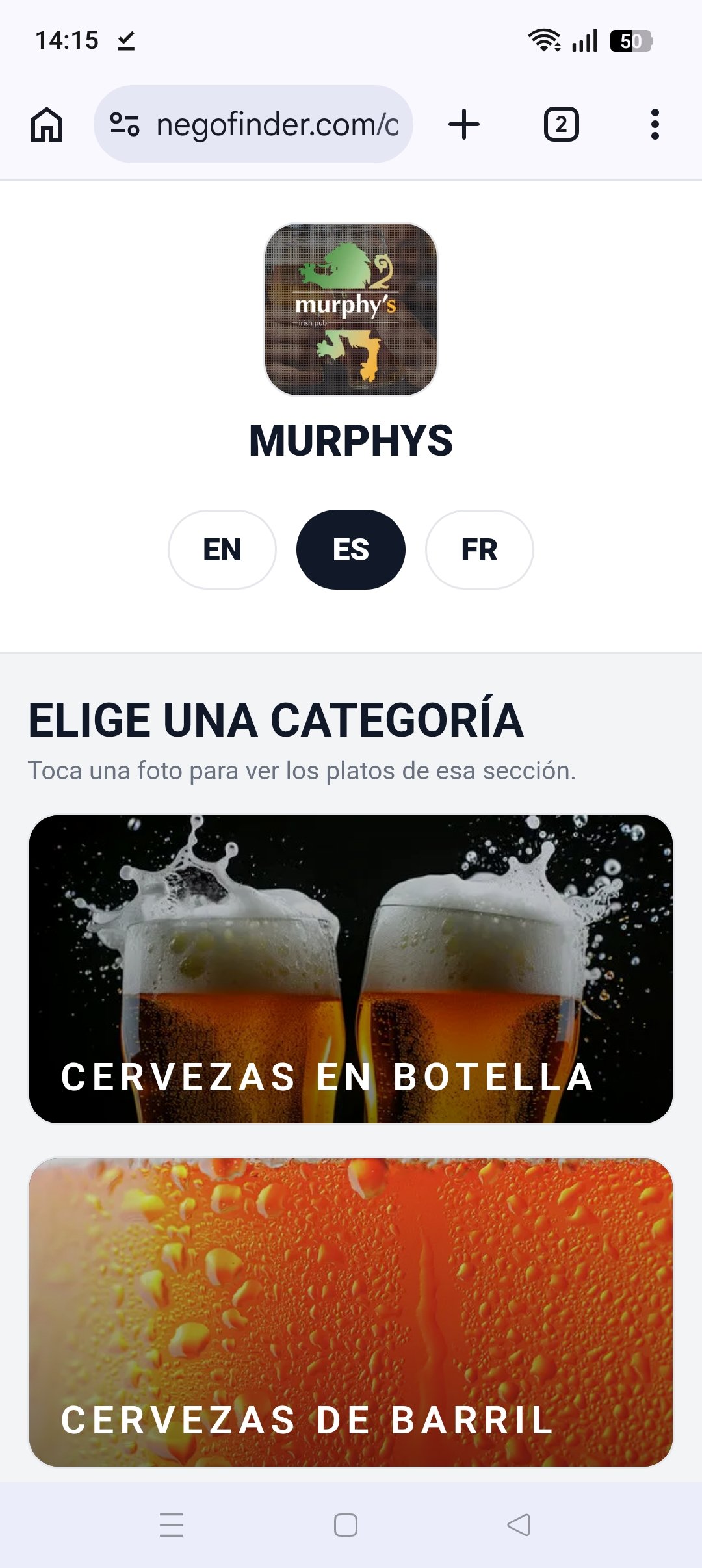 Murphy's Irish Pub - Carta Digital